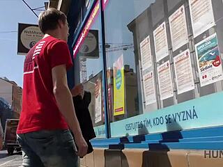 hunt4k. young czech teen rides cock next to her cuckold while fingering for cash pov