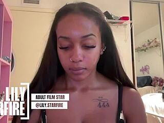 Lily Starfire, how deep can that oiled ebony ass go?