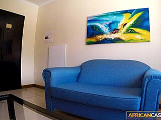 Tall Skinny Ebony Model Gives Head in Casting