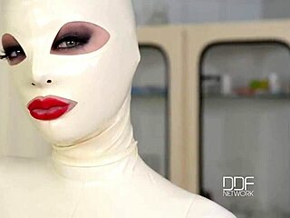 Latex Goddess Self-Spanks Big Tits and Masturbates Solo