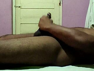 brunette with big ass strokes huge cock solo in homemade underwear