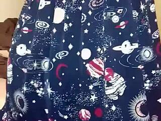 Chinese milf masturbates wet pussy while husband eats downstairs