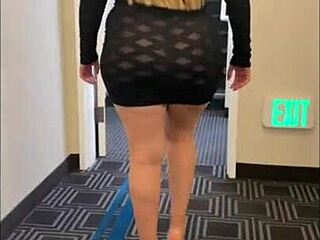 Wearing See-Through Dress in Hotel Turns Into Public Bent-Over Blowjob and Doggy Fuck!