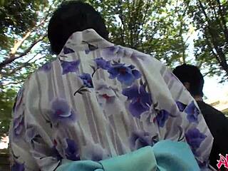 saki aoyama blows hard cock with big tits outdoors