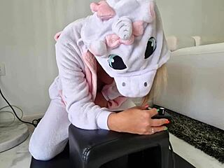 milf in unicorn costume squirts hard riding sybian machine!!