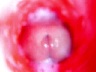 camera inside wet pussy captures deep machine fucking and near creampie orgasm