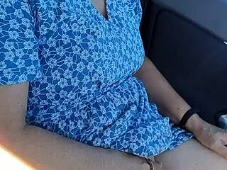 housewife sneaks outdoor public wank in carpark as someone approaches close