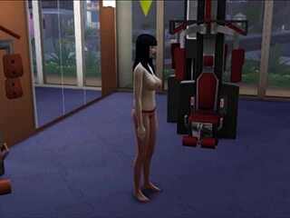 Does Raven's big-titted nerdy workout tease public eyes with tattooed tits bouncing in gym?