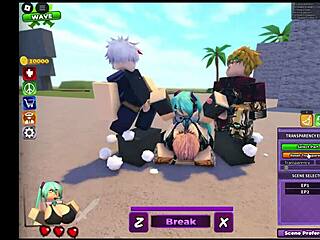 Roblox Miku v búrlivej gangbang akcii