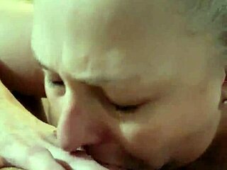 Slutty wife delivers hot blowjob to husband with big tits