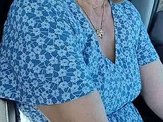 housewife sneaks outdoor public wank in carpark as someone approaches close