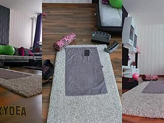 Join my naughty gym workout, watch ass shake in socks solo tease.