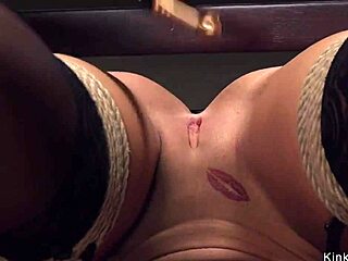 Babe bound in chair takes brutal whipping pain submission