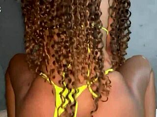 Daddy Rubs It on Skinny Brazilian Teen Pussy But No Condom Inside!