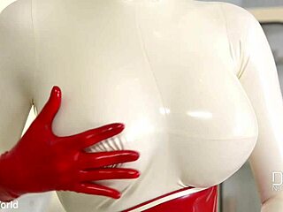 Latex Goddess Self-Spanks Big Tits and Masturbates Solo