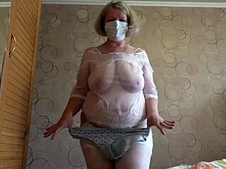 mature bbw slips into white panties shakes huge ass cheeks