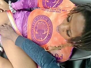 i'm moaning loud in this chubby ebony car ride vibrator play on public roads feels insane