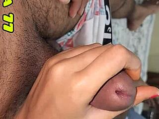 Sexy girlfriend blows then handjobs before tight pussy pounding!