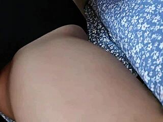 A shameless girl reveals her bus toy to a groping stranger who finishes in her panties
