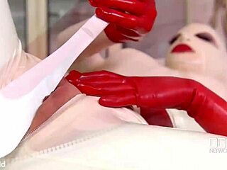 Latex Goddess Self-Spanks Big Tits and Masturbates Solo