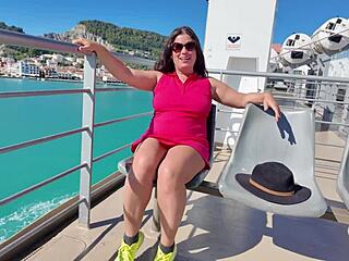 stepmom flashes big tits pussy in public remembering stepson vacation fun