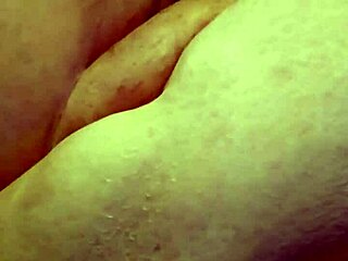 Curvy BBW masturbates fat tits with big dildo first time