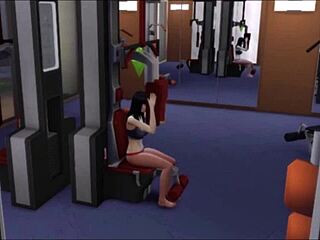 Does Raven's big-titted nerdy workout tease public eyes with tattooed tits bouncing in gym?