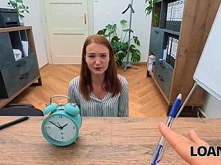 Loan4k. Cute flexible babe fucked hard in office all holes