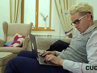 shy young wife cheats boldly as older husband watches her slutty sofa ride