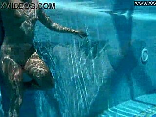 jessica lincoln horny russian teen slut in pink bikini teases big tits poolside underwater