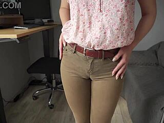 oh damn my naughty secretary colleague teasin with her wedgie fat pussy lips