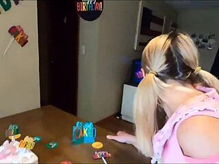 Stepdad why are you deepthroating my small tits on my 18th birthday daddy?!