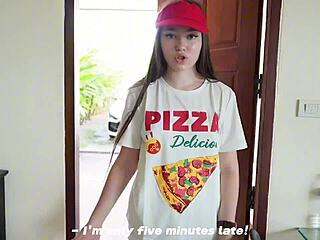 fucked pizza delivery girl bent over for huge creampie tip!!