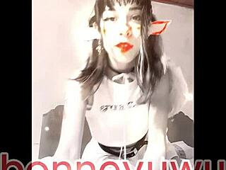 elfa bonneyuwu flashes panties and tiny tits to stepdad in sexy cosplay skirt