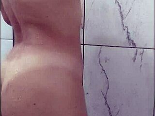 Hopped in the shower for a bath and masturbated my huge latina tits and ass