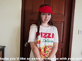 fucked pizza delivery girl bent over for huge creampie tip!!