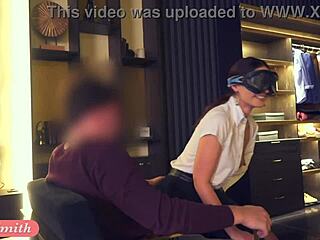 jeny smith skirts up and teases shaved pussy blindfolded in store 😏👗