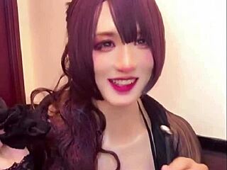 japanese ladyboy's huge tits ooze while crossdressing anal masturbation streams