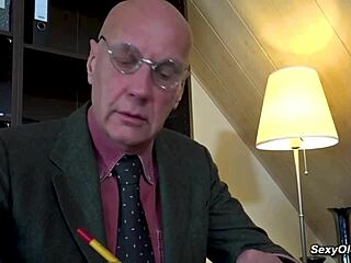 sexy teen seduces old hugo fucks him office blowjob small tits shaved