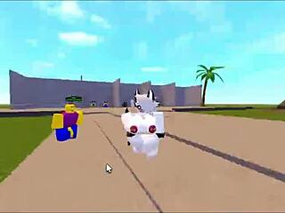 Loona gets bent over and fucked hard by noob in roblox game