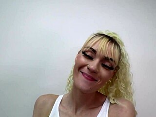 blonde hottie deepthroats cock, licks balls, swallows cumshot