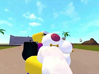 Loona gets bent over and fucked hard by noob in roblox game