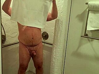 Grandpa's sexy shower show flashing it all for neighbors 😏