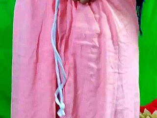 Indian bhabhi bends over in bedroom changing saree for sneaky cowgirl pussy fuck video