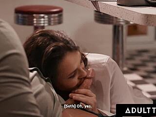 college girl liz jordan risks public suck on campus desk