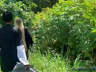 curvy ebony with saggy big tits poses outdoor homemade behind scenes big cock tease