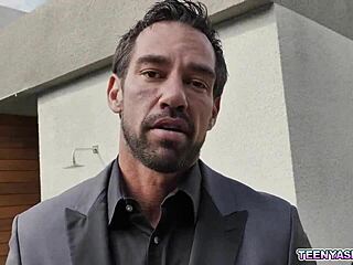 neighbors punish tiny elle venove in strapon threesome