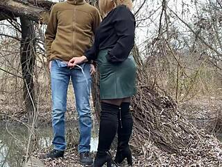 mother-in-law grabs my cock while i pee outside her place 😈🌳