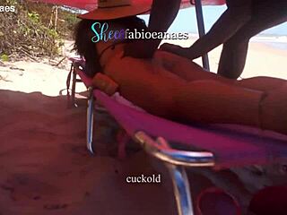 ebony gives curvy wife beach massage fingering her fat ass interracial