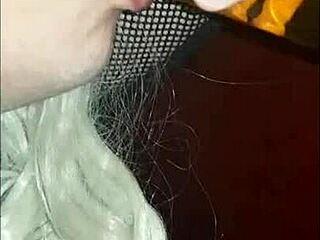 blindfolded crossdresser gulps his own pee fed by girlfriend closeup